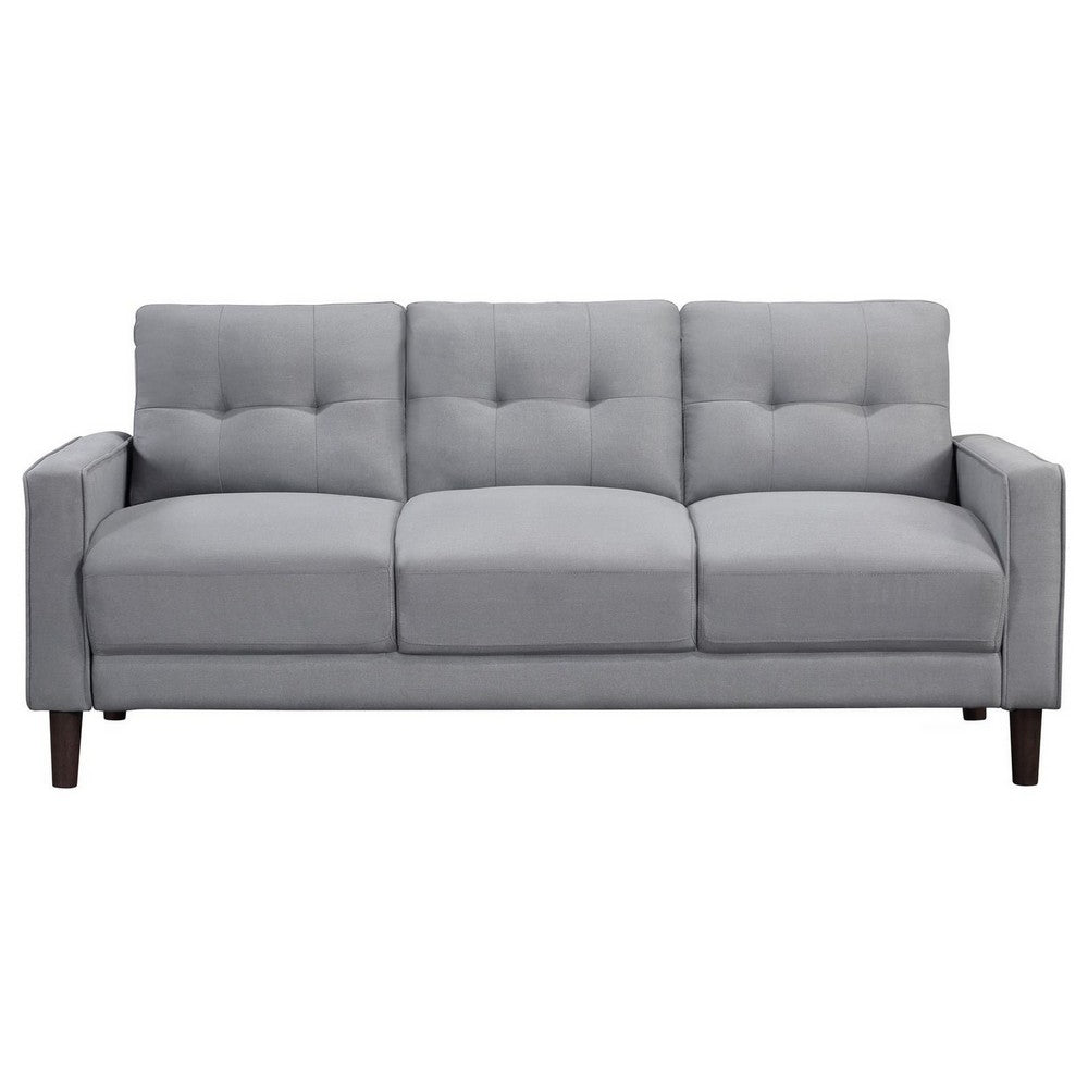 Bow 77 Inch Sofa, Grid Tufted Back, Track Arms, Self Welt Trim, Gray - BM309142