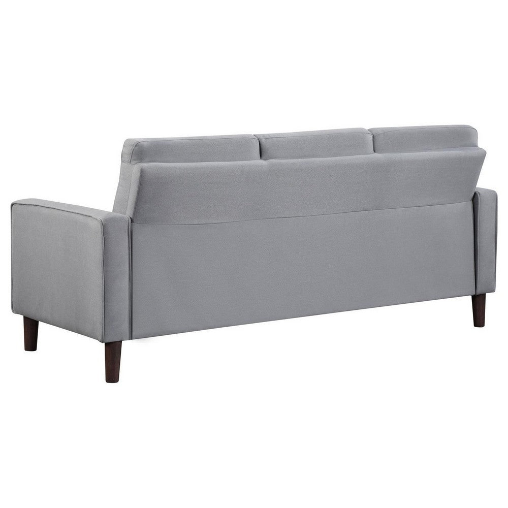 Bow 77 Inch Sofa, Grid Tufted Back, Track Arms, Self Welt Trim, Gray - BM309142