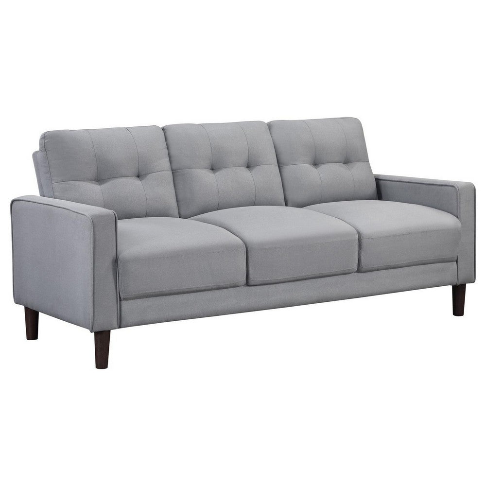 Bow 77 Inch Sofa, Grid Tufted Back, Track Arms, Self Welt Trim, Gray - BM309142