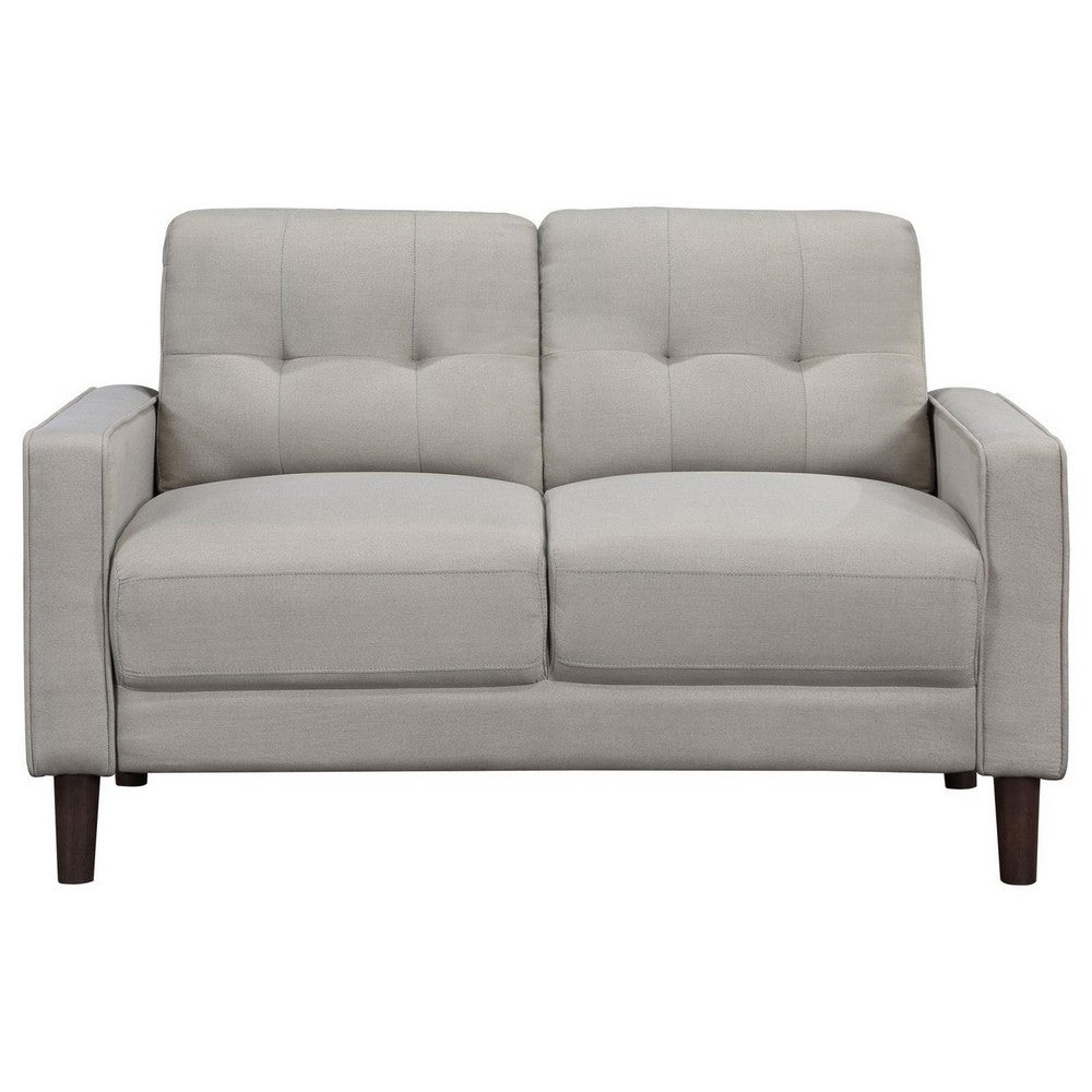 Bow 54 Inch Loveseat, Grid Tufted Back, Track Arms, Self Welt Trim, Beige - BM309149