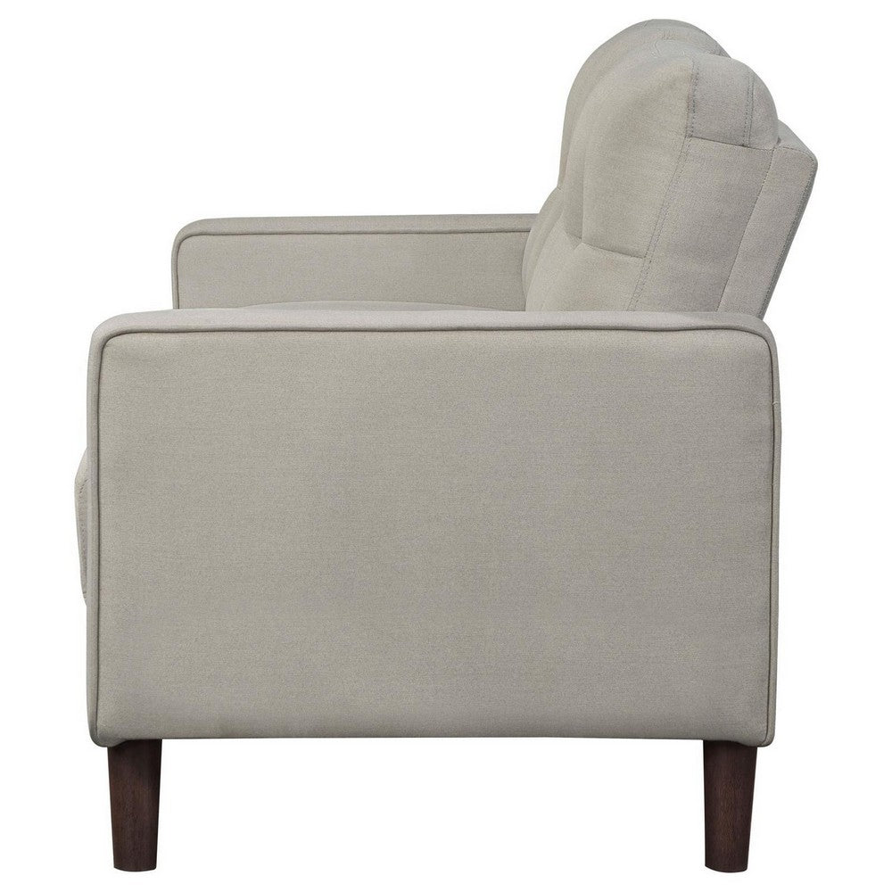 Bow 54 Inch Loveseat, Grid Tufted Back, Track Arms, Self Welt Trim, Beige - BM309149