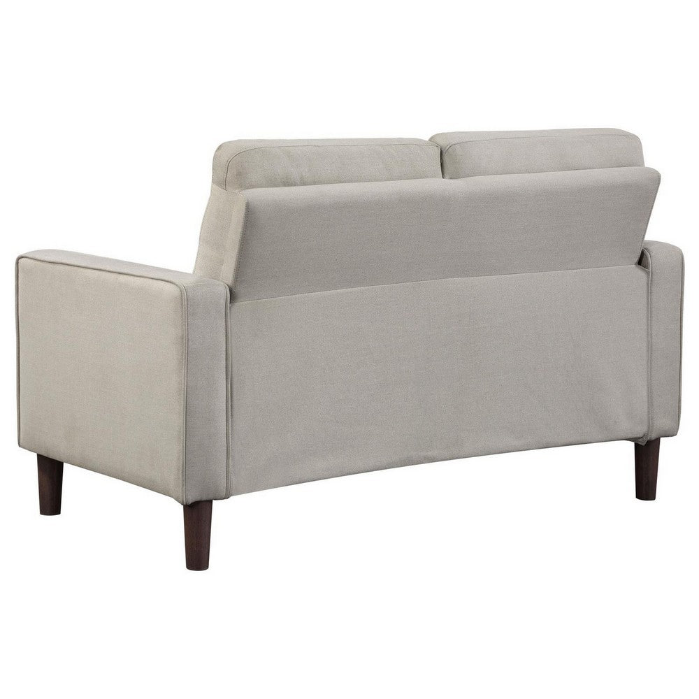 Bow 54 Inch Loveseat, Grid Tufted Back, Track Arms, Self Welt Trim, Beige - BM309149