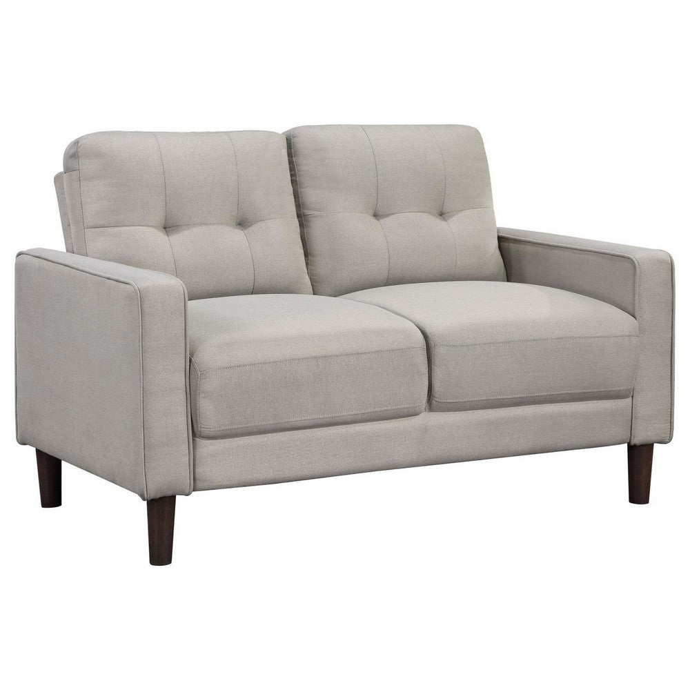 Bow 54 Inch Loveseat, Grid Tufted Back, Track Arms, Self Welt Trim, Beige - BM309149