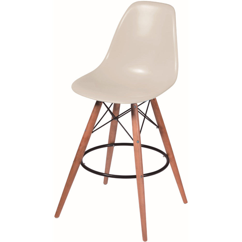 30 Inch Barstool Chair Set of 2, Rounded Silhouette, Brown Wood Legs - BM313501