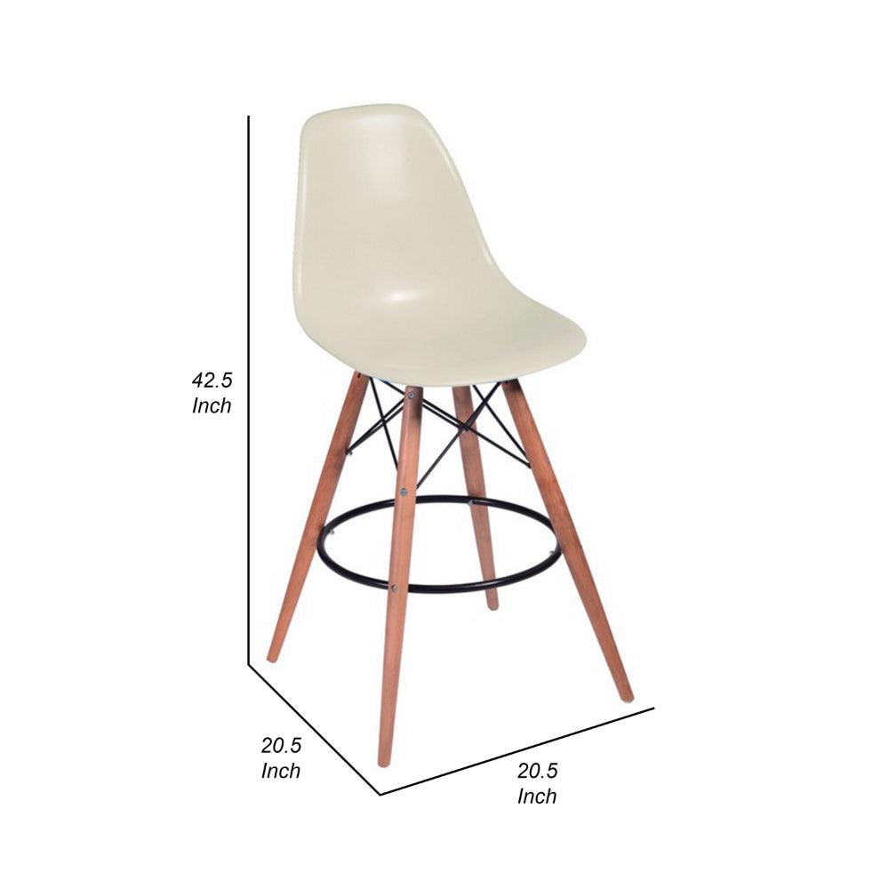 30 Inch Barstool Chair Set of 2, Rounded Silhouette, Brown Wood Legs - BM313501