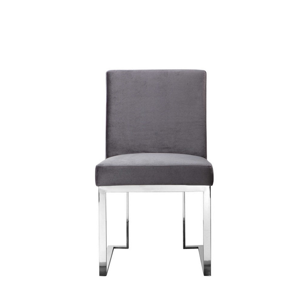 Boly Side Dining Chair Set of 2, Cantilever Base, Gray and Silver - BM313517