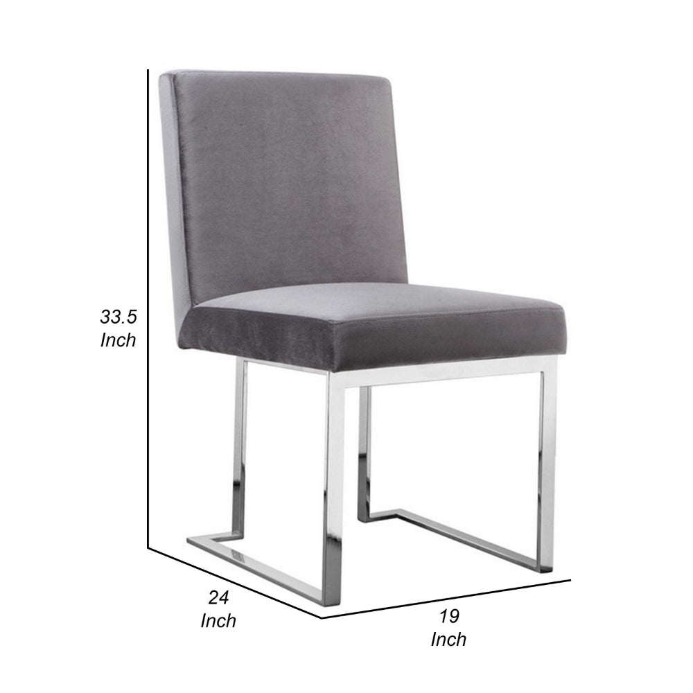 Boly Side Dining Chair Set of 2, Cantilever Base, Gray and Silver - BM313517