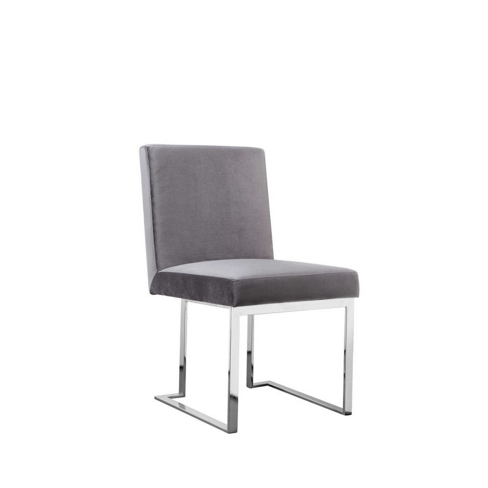 Boly Side Dining Chair Set of 2, Cantilever Base, Gray and Silver - BM313517