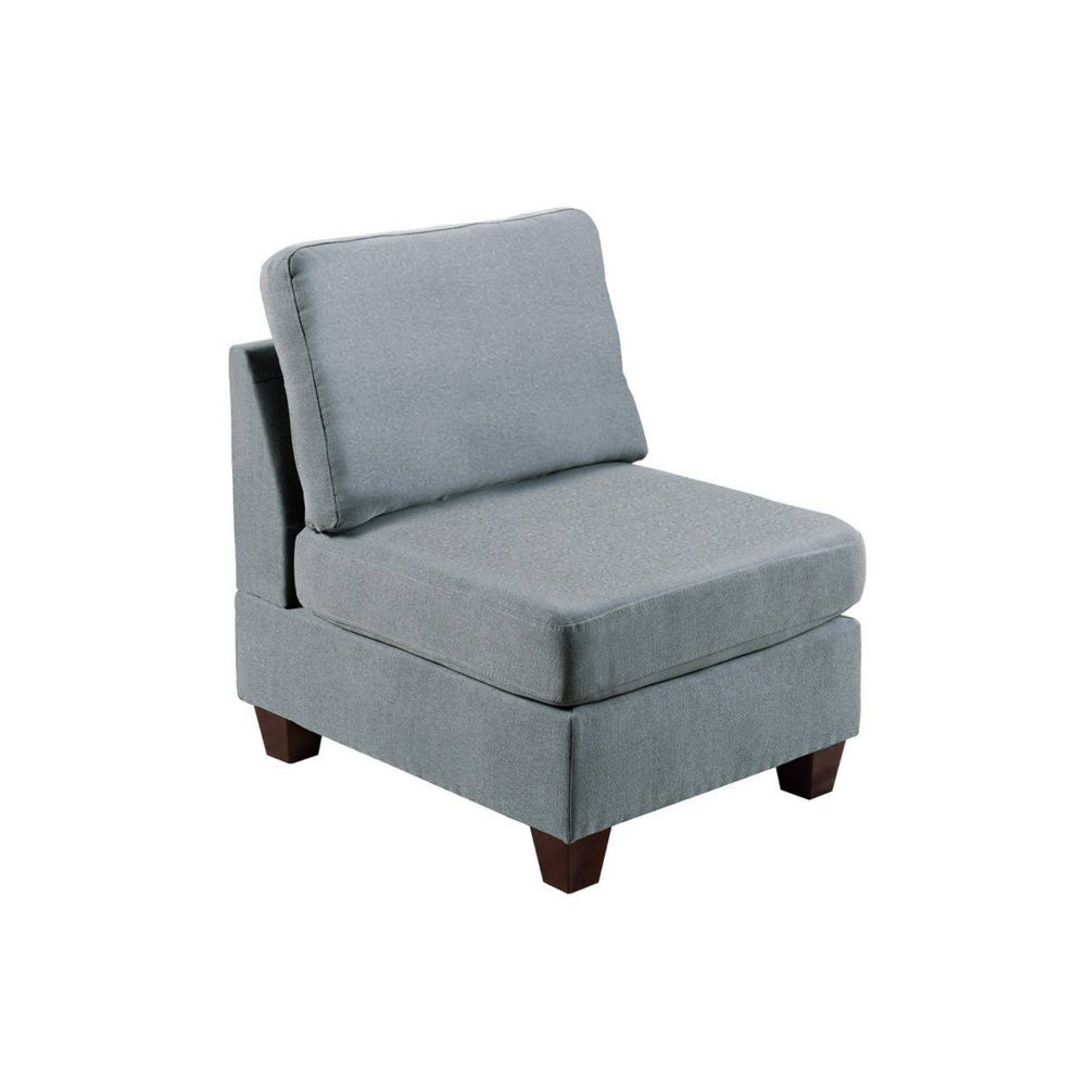 Remy 32 Inch Modular Armless Sofa Chair, Soft Gray Chenille, Solid Wood - BM314386