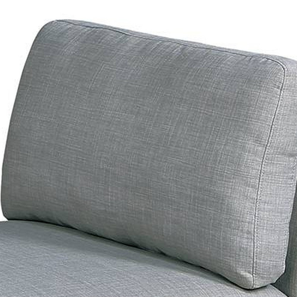 Gimy 37 Inch Modular Armless Sofa Chair, Light Gray Dorris Fabric, Wood - BM314410