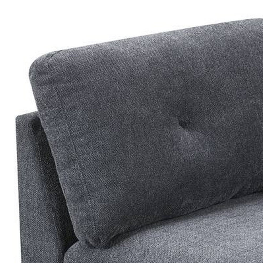 Jemy 37 Inch Modular Corner Sofa Chair, Dark Gray Chenille, Solid Wood - BM314690