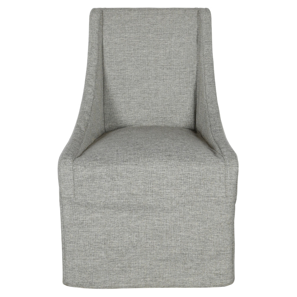 Wry 23 Inch Rolling Dining Chair with Castors, Cushioned Gray Polyester - BM315468