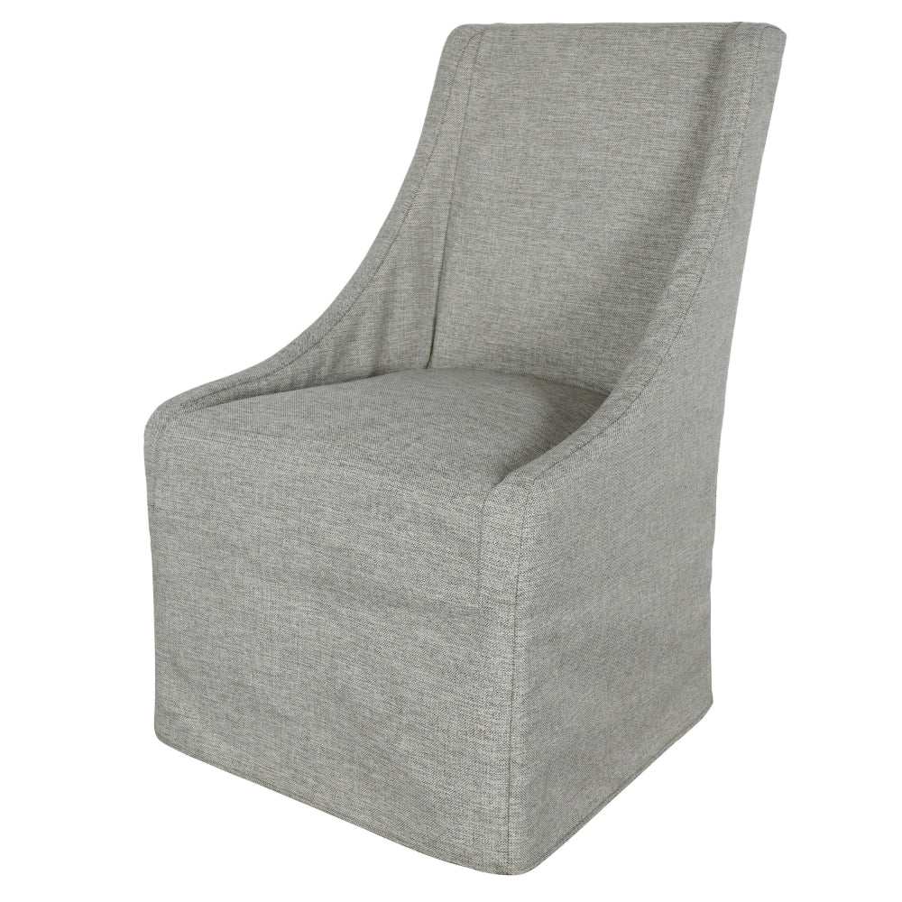 Wry 23 Inch Rolling Dining Chair with Castors, Cushioned Gray Polyester - BM315468