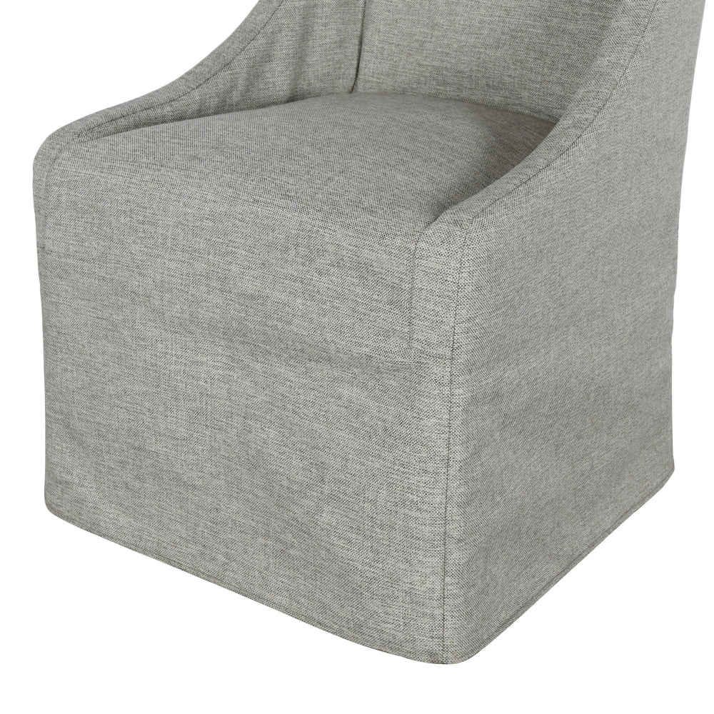 Wry 23 Inch Rolling Dining Chair with Castors, Cushioned Gray Polyester - BM315468