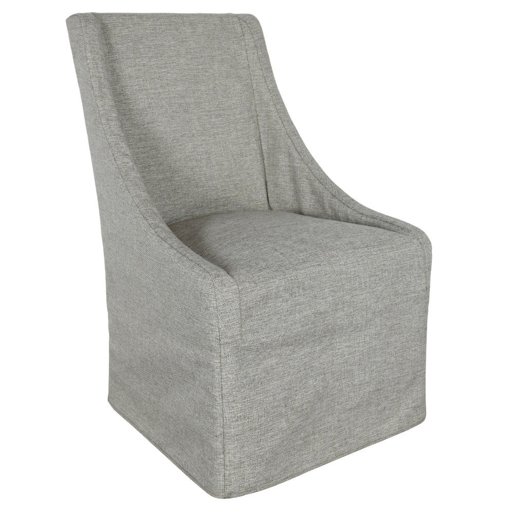 Wry 23 Inch Rolling Dining Chair with Castors, Cushioned Gray Polyester - BM315468