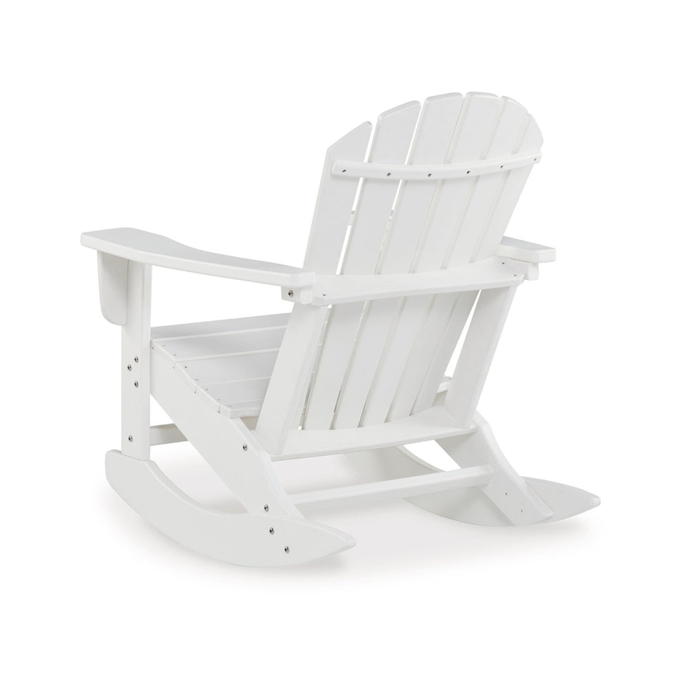 Sami 35 Inch Outdoor Rocking Chair, Slatted Design, Modern White Finish - BM315949 | Outdoor