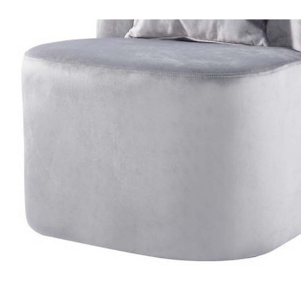 Suma 25 Inch Slipper Accent Chair with Pillow, Gray Velvet Upholstery - BM316071