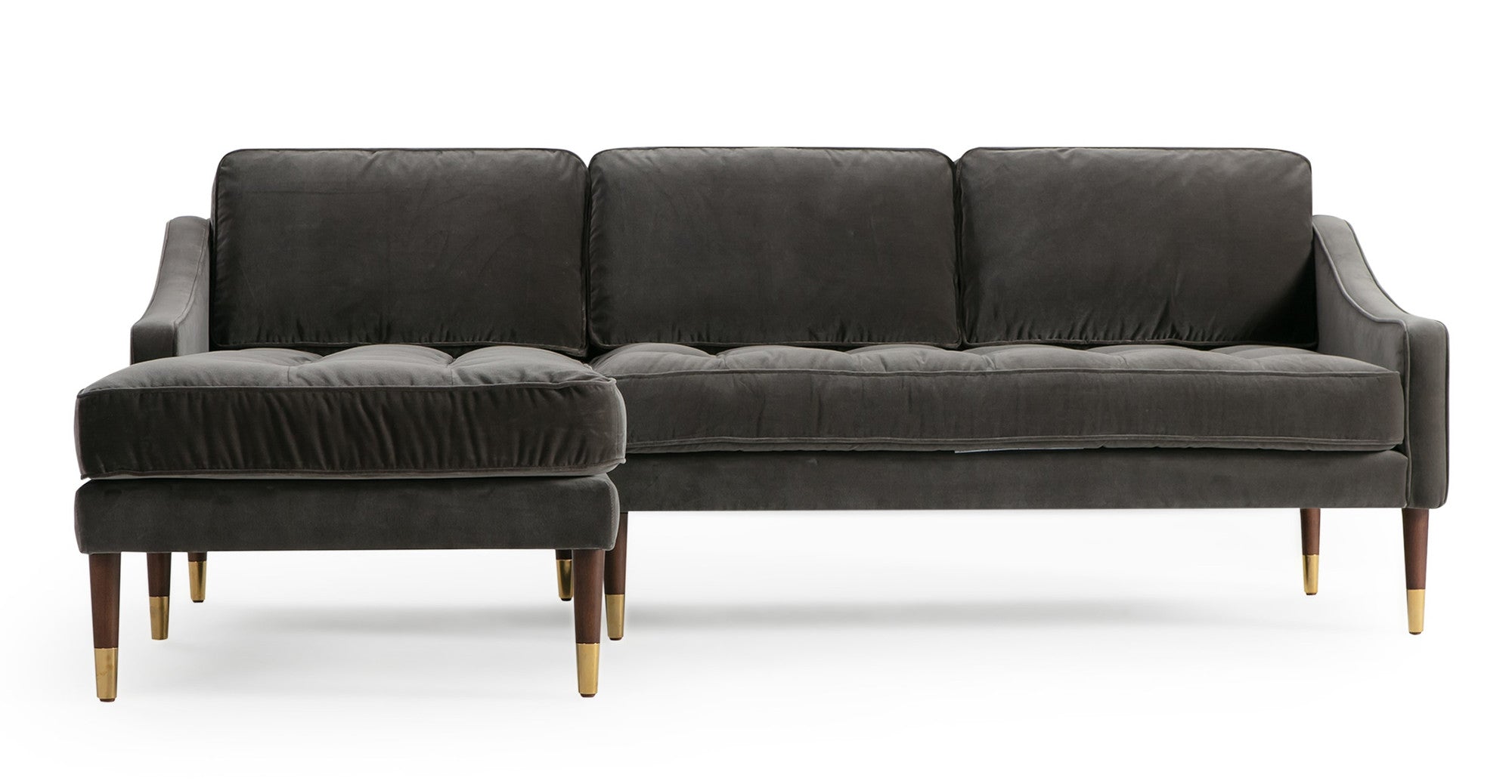 Brando 83" Sectional Sofa Left-Obsidian Velvet