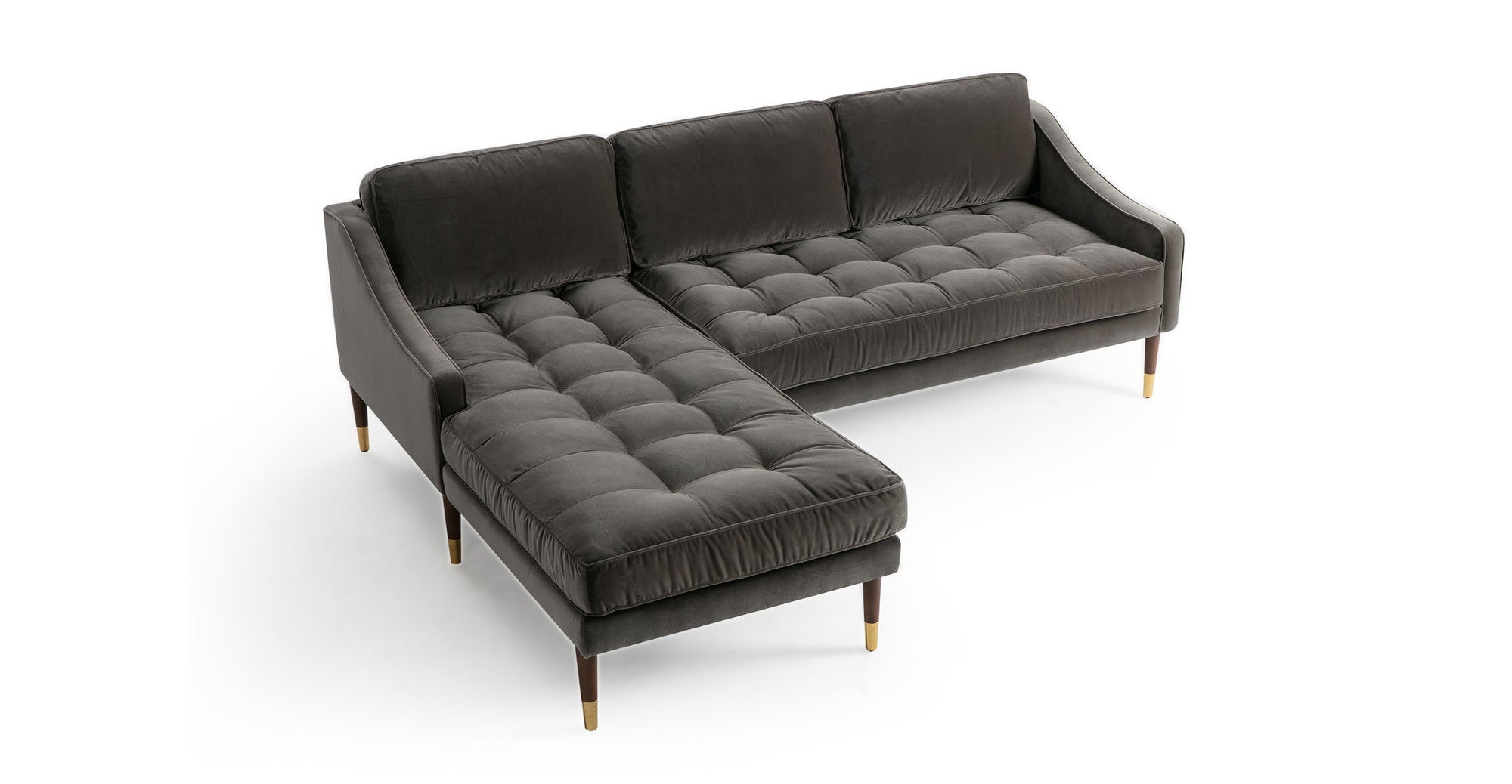 Brando 83" Leather Sofa Sectional Left-Obsidian Velvet