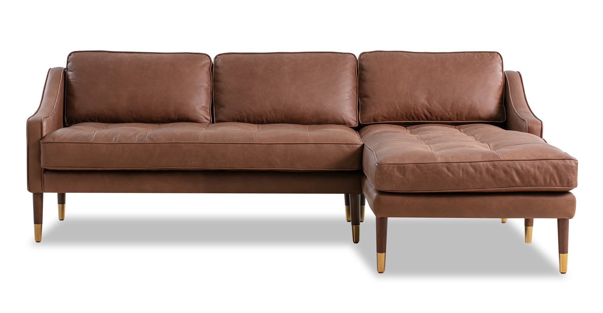 Beatnik 83" Leather Sofa Sectional Right Mocha-3-Seater Sofa