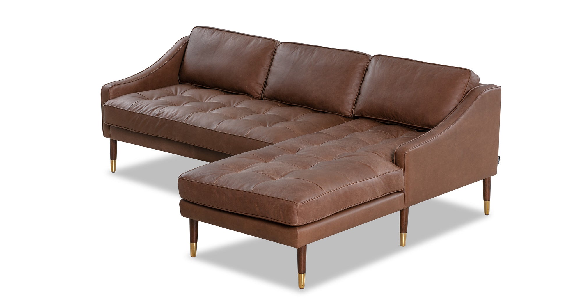 Beatnik 83" Leather Sofa Sectional Right Mocha-3-Seater Sofa