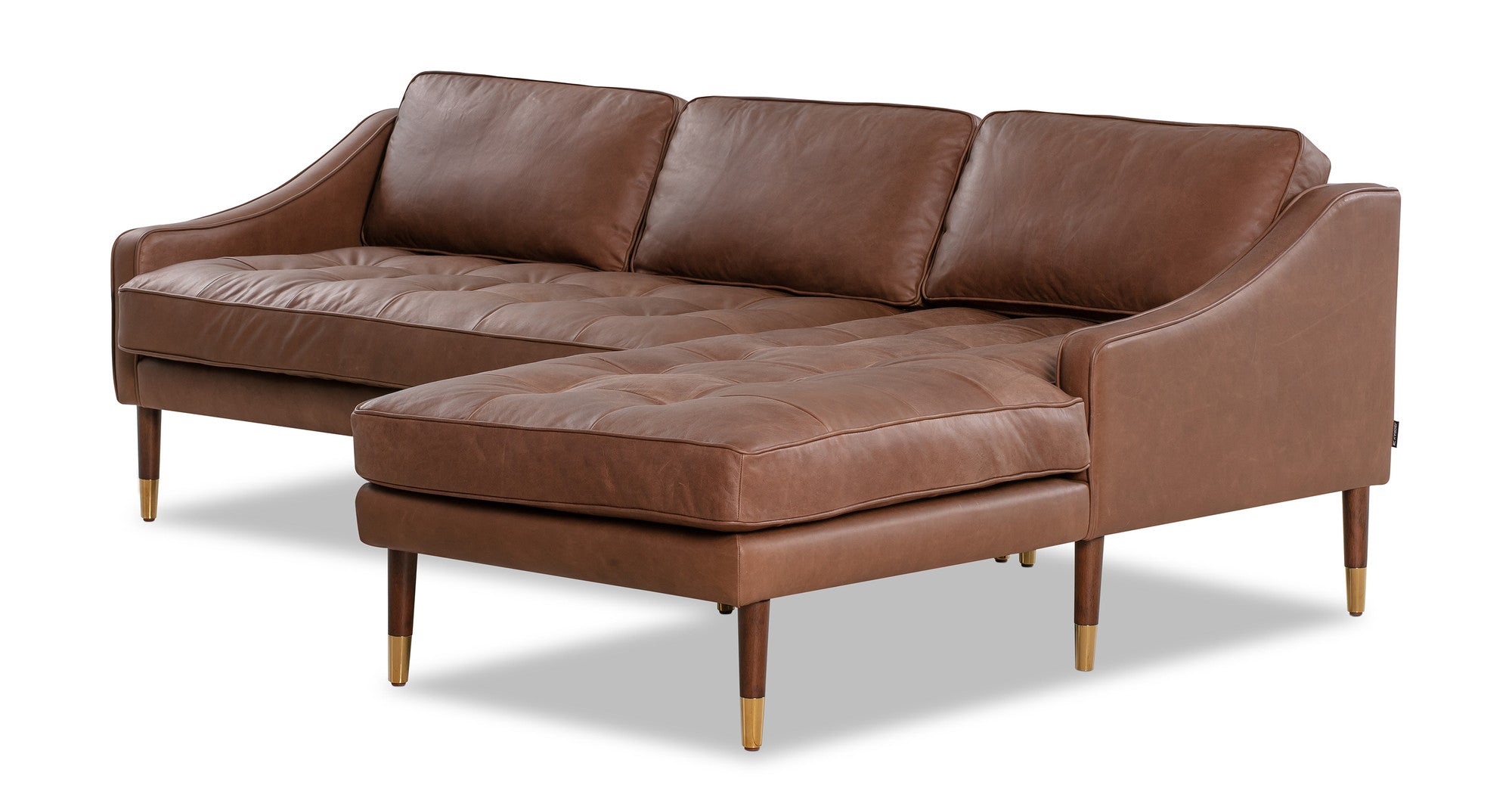 Beatnik 83" Leather Sofa Sectional Right Mocha-3-Seater Sofa