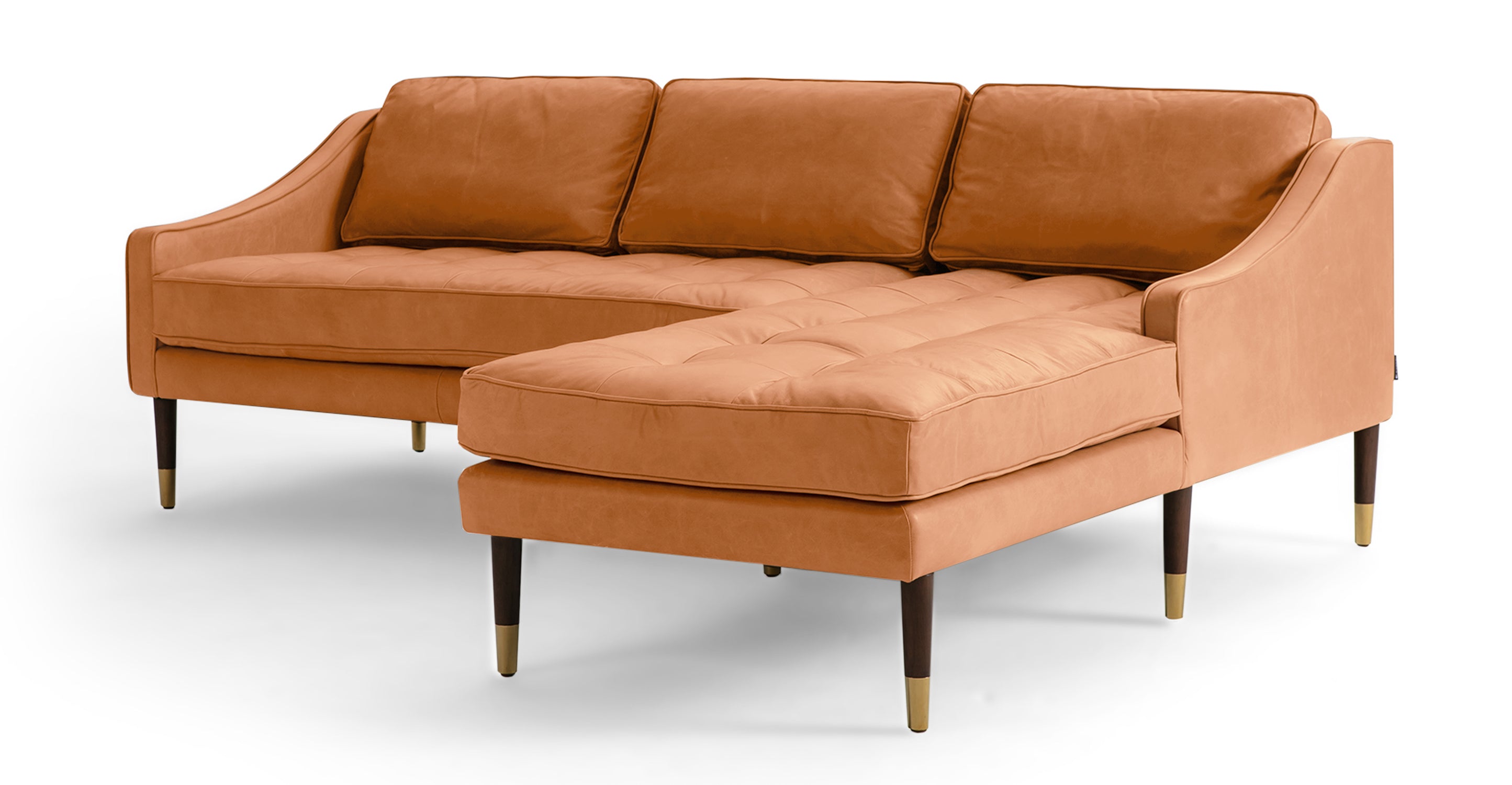 Beatnik 86" 83" Leather Sofa Sectional Right Brown -3-Seater Sofa