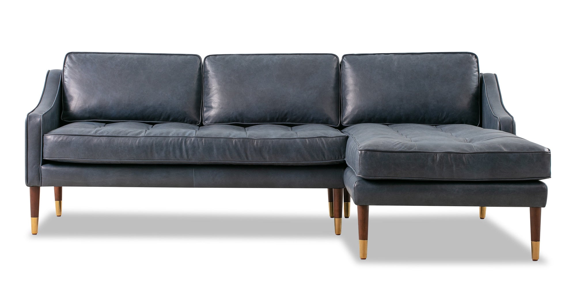 Beatnik 83" Leather Sofa Sectional Right Blue-3-Seater Sofa