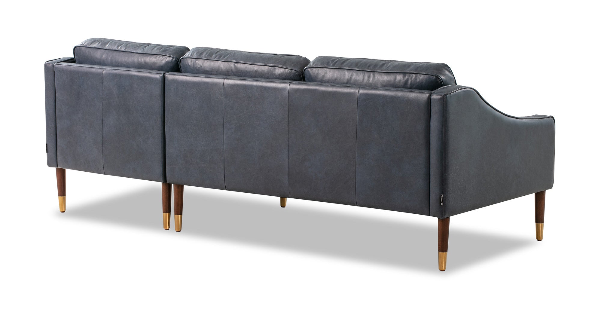 Beatnik 83" Leather Sofa Sectional Right Blue-3-Seater Sofa