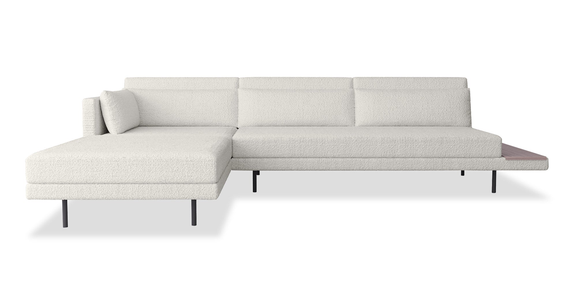 Davenport 116" Fabric Sofa Sectional Left -Blanc Boucle