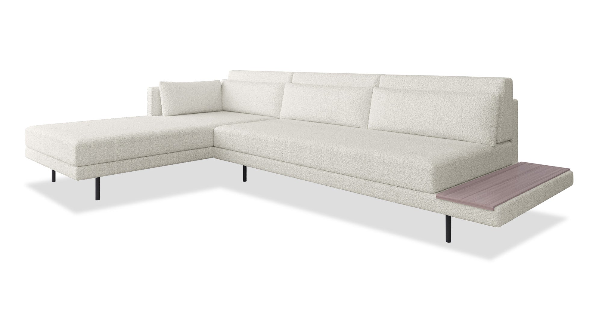 Davenport 116" Fabric Sofa Sectional Left -Blanc Boucle