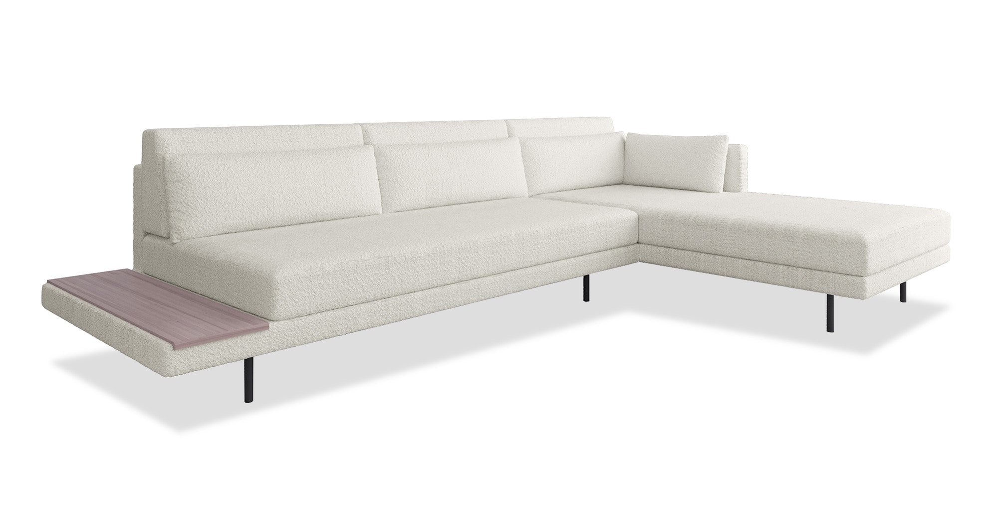 Davenport 116" Fabric Sofa Sectional Right-Blanc Boucle