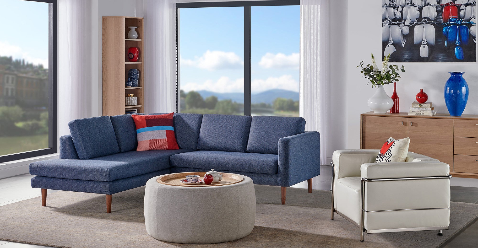 Dominique 89" Sectional Sofa Left-Blueberry