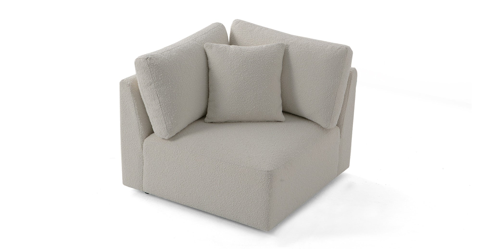 Domus 39" Fabric Corner Seat Sofa-Blanc Boucle