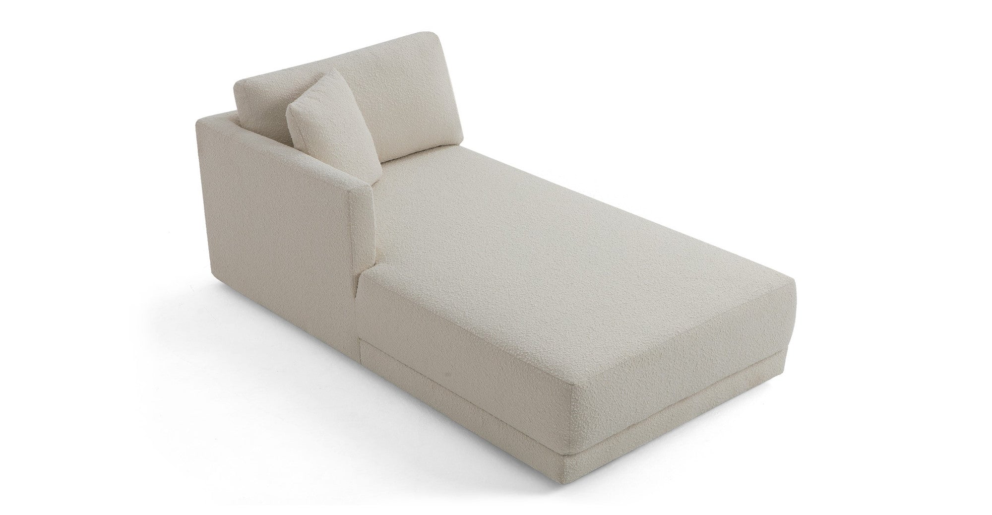 Domus 39" Left Chaise Fabric Sofa-Blanc Boucle