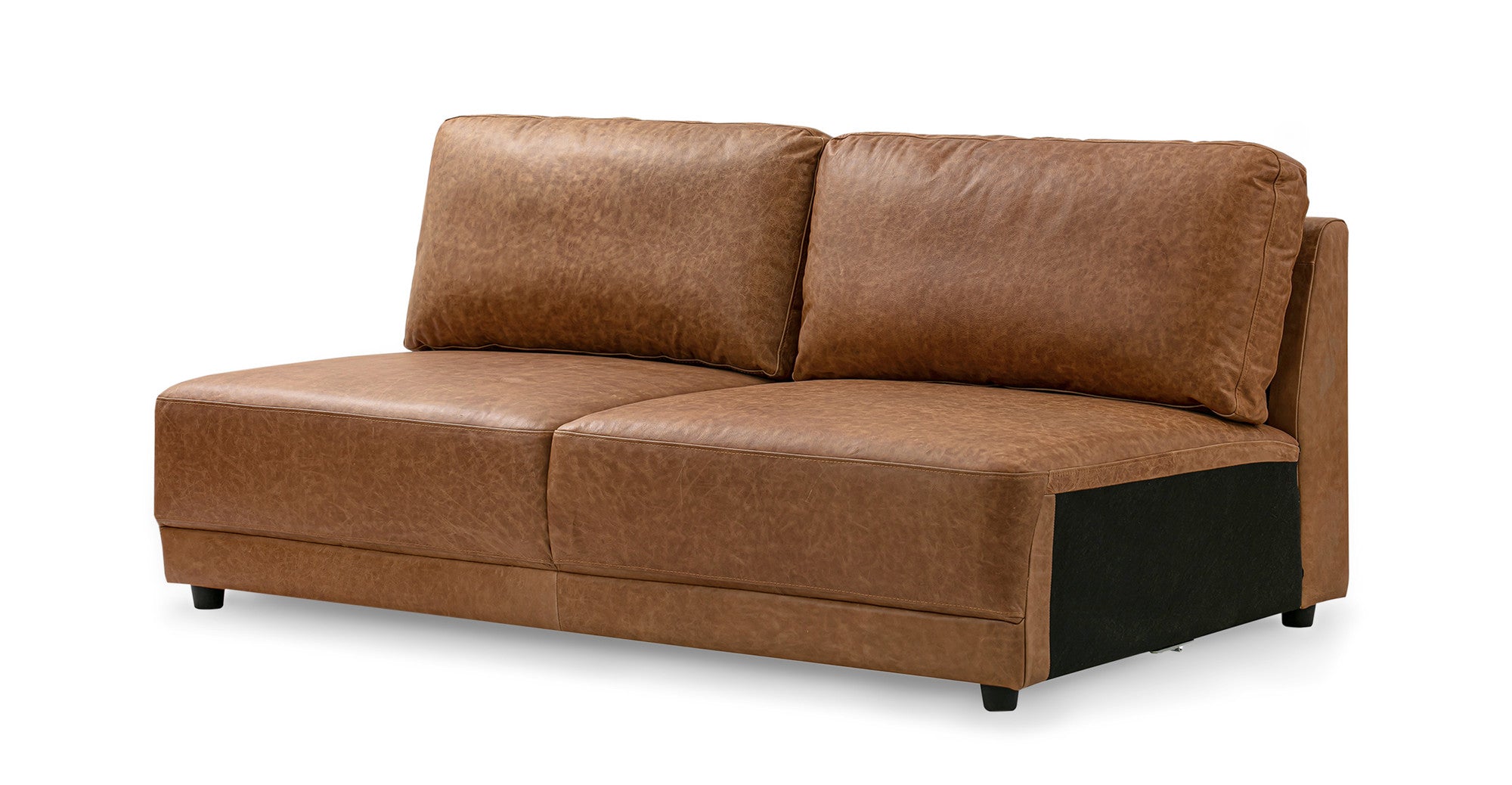 Domus 71" Leather Armless Sofa- 2 seater - Chestnut