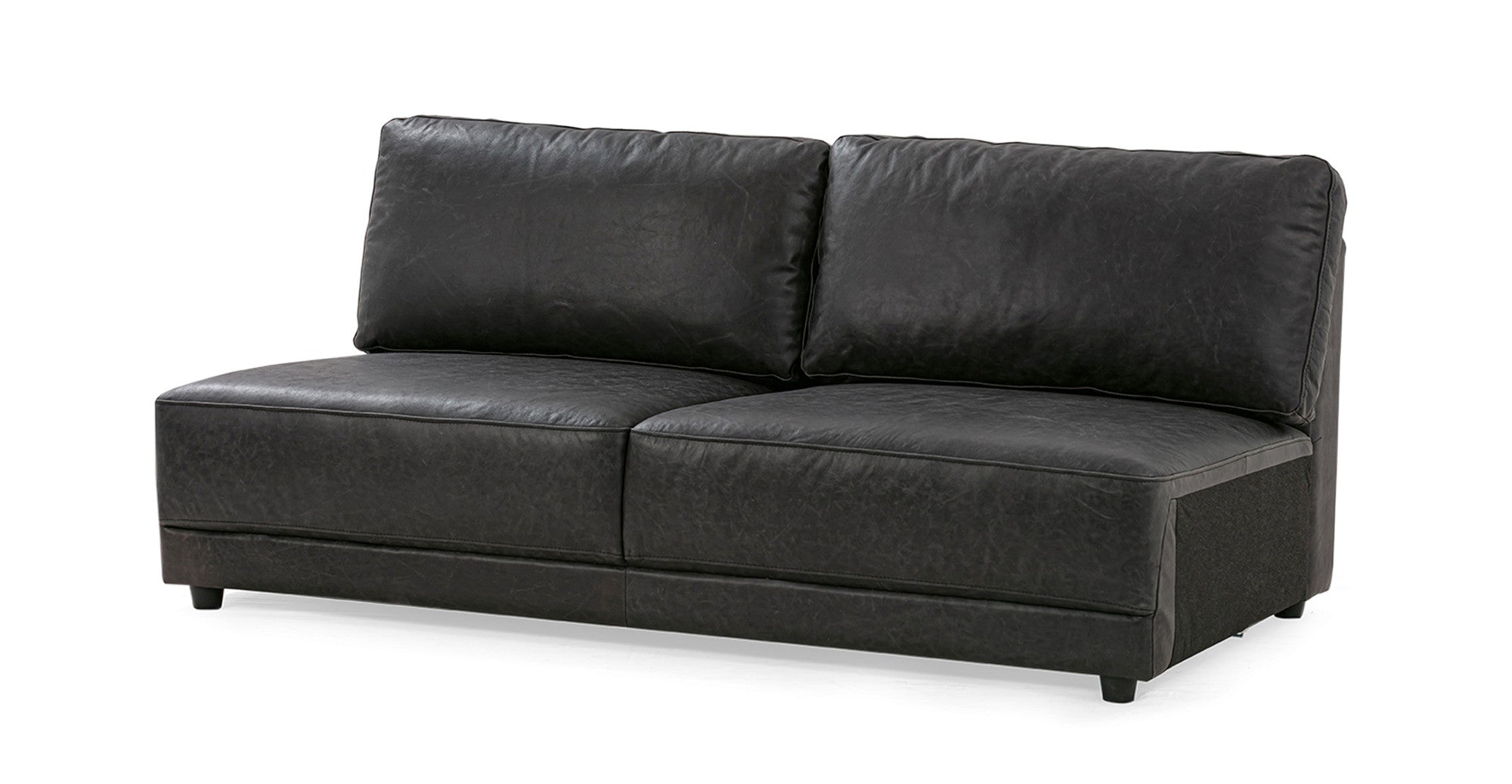 Domus 71" Leather Armless Sofa- 2 seater - Ebony