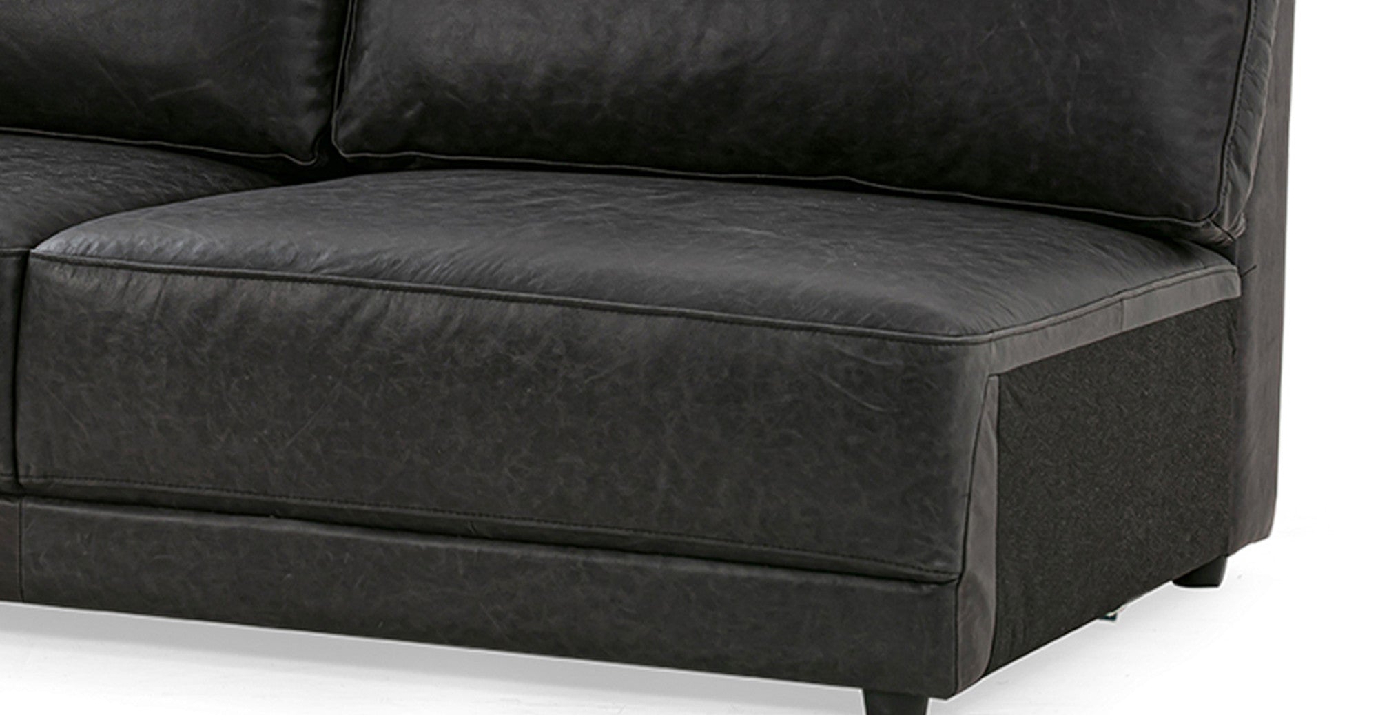 Domus 71" Leather Armless Sofa- 2 seater - Ebony