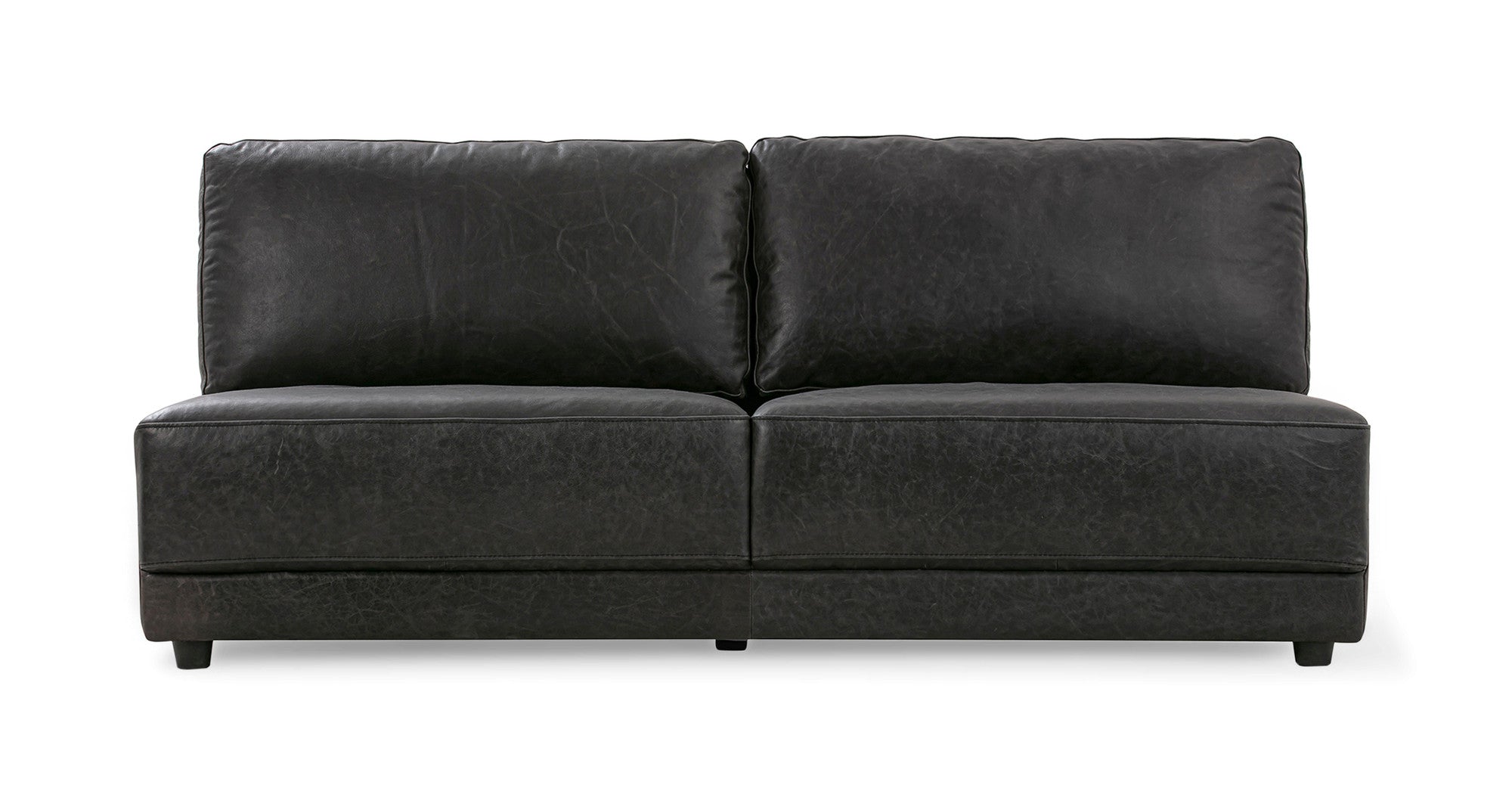 Domus 146" 5-pc U-Shape Leather Sofa Sectional - 5-Seater- Ebony Black