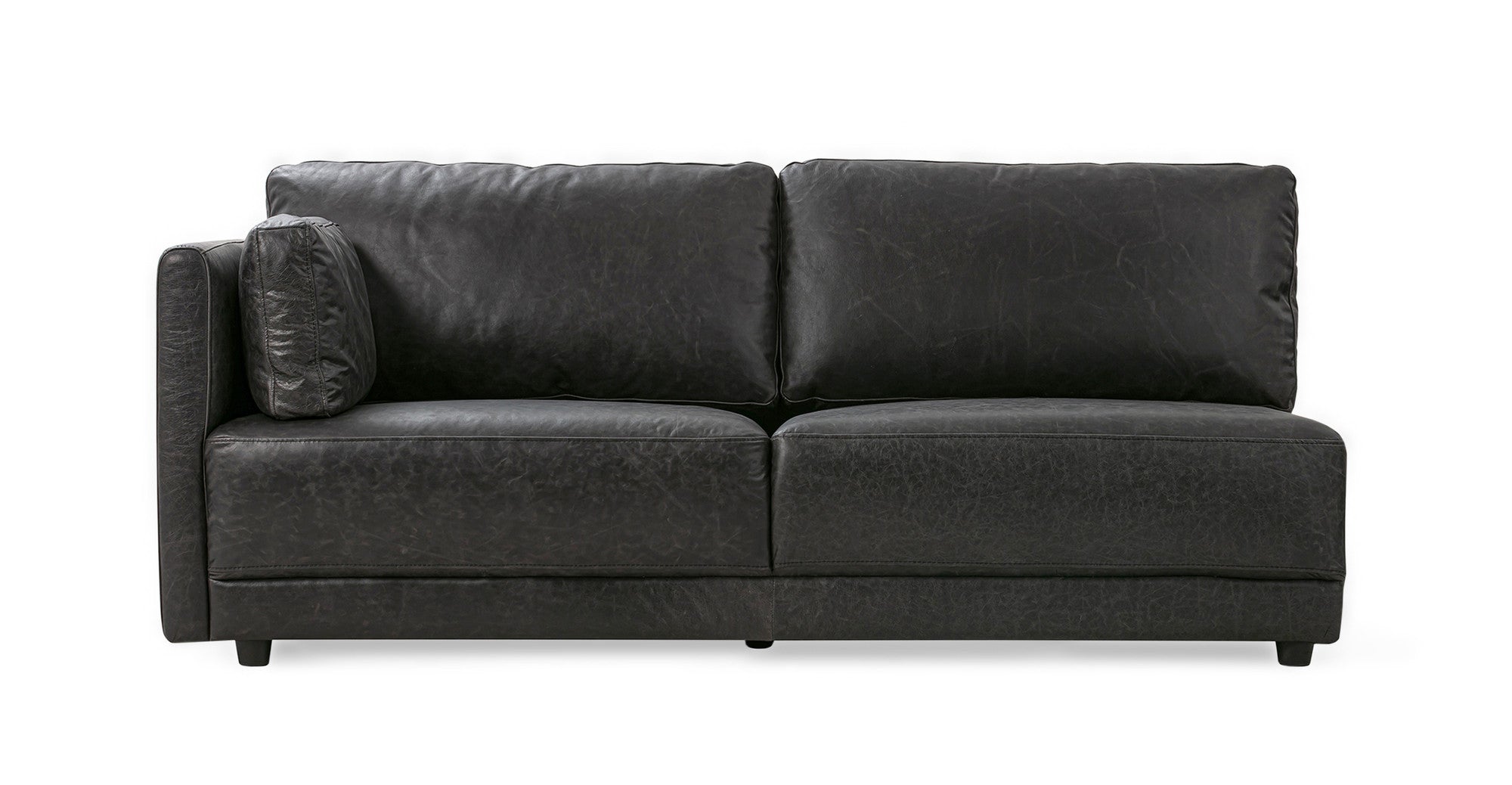 Domus 114" Leather Sectional Sofa  Left-Ebony Black