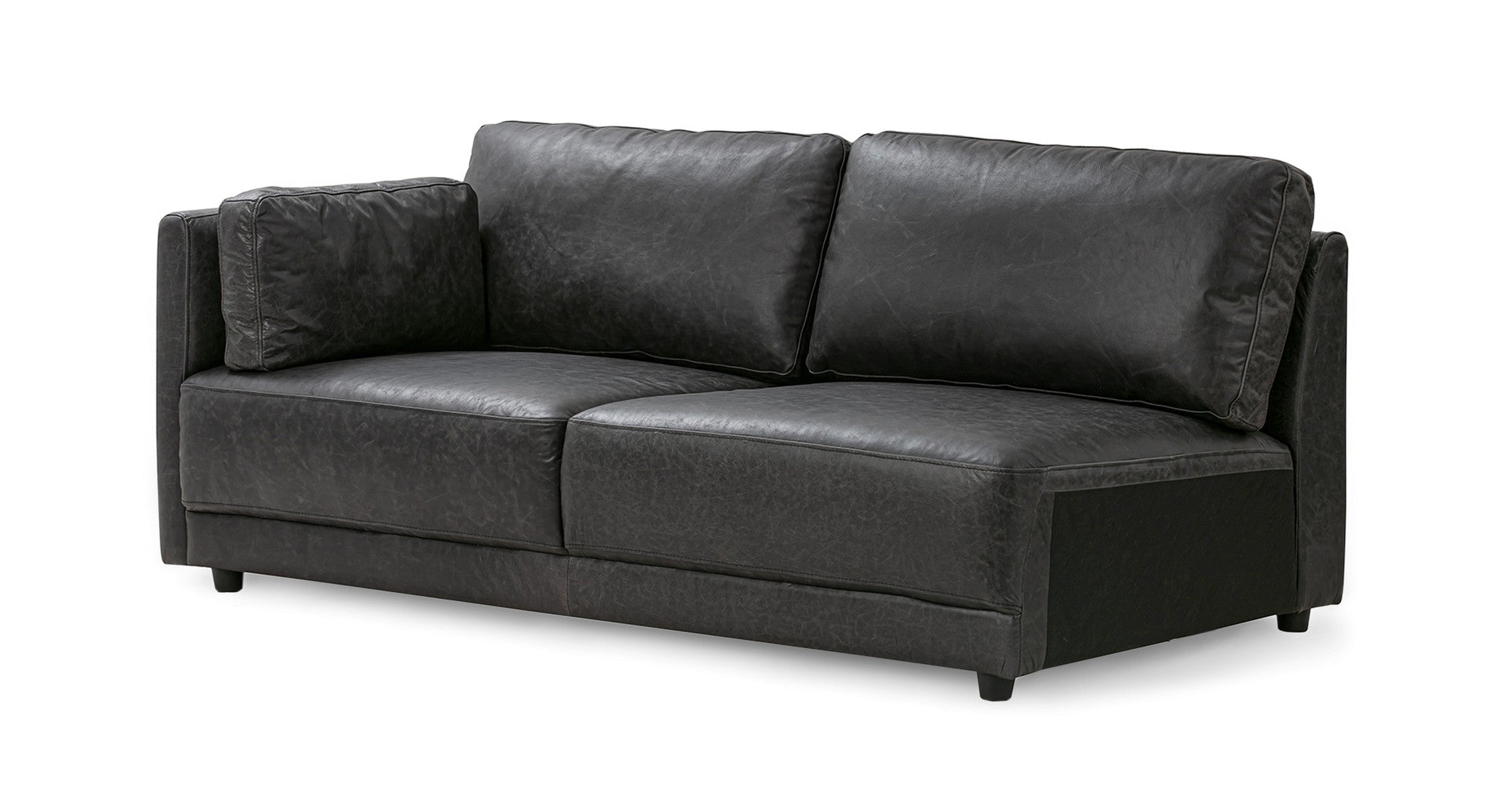 Domus 4 Seater 114" Leather Sofa Sectional Left-Ebony Black