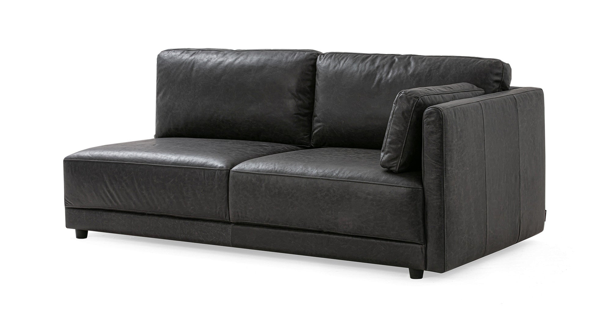 Domus 149" 2-pc Long Leather Sofa Sectional - 4-Seater - Ebony Black