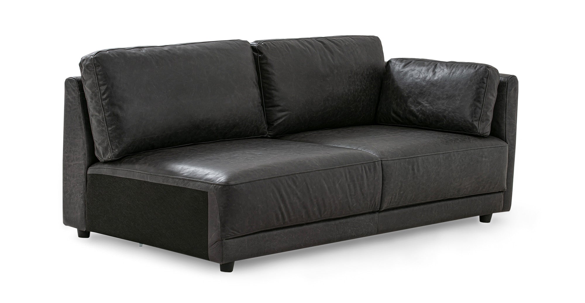 Domus 146" 5-pc U-Shape Leather Sofa Sectional - 5-Seater- Ebony Black