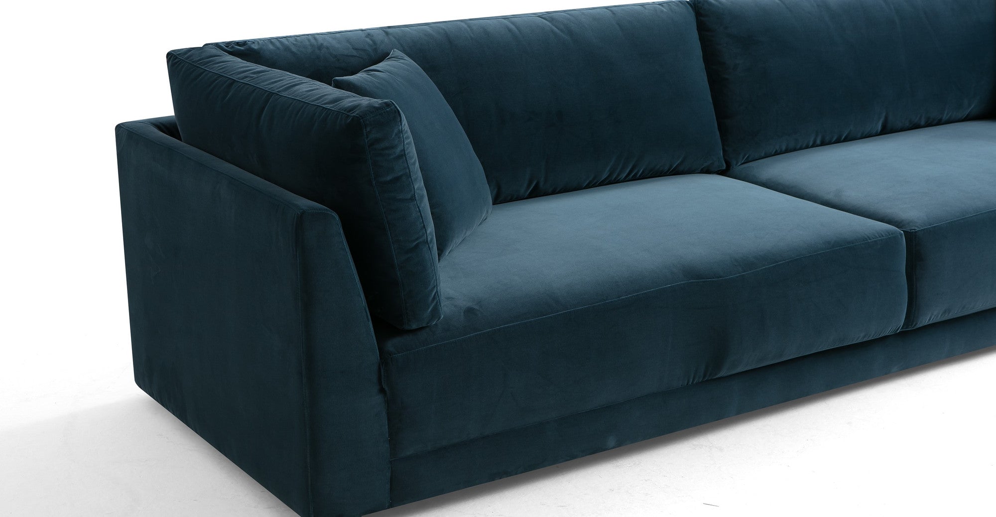 Domus 114" Fabric Sofa Lounge Arm Left-Petrol Velvet