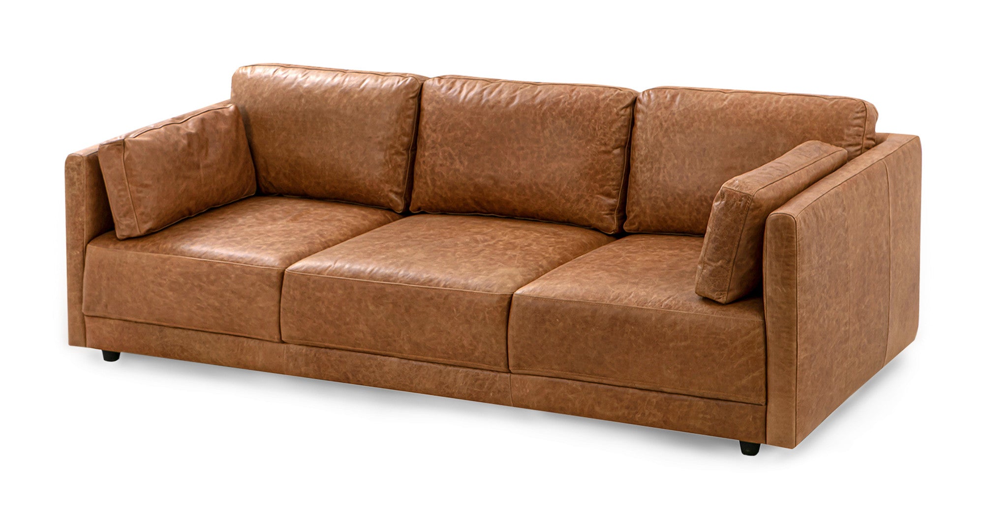 Domus 93" Leather Sofa -3 Seater - Chestnut