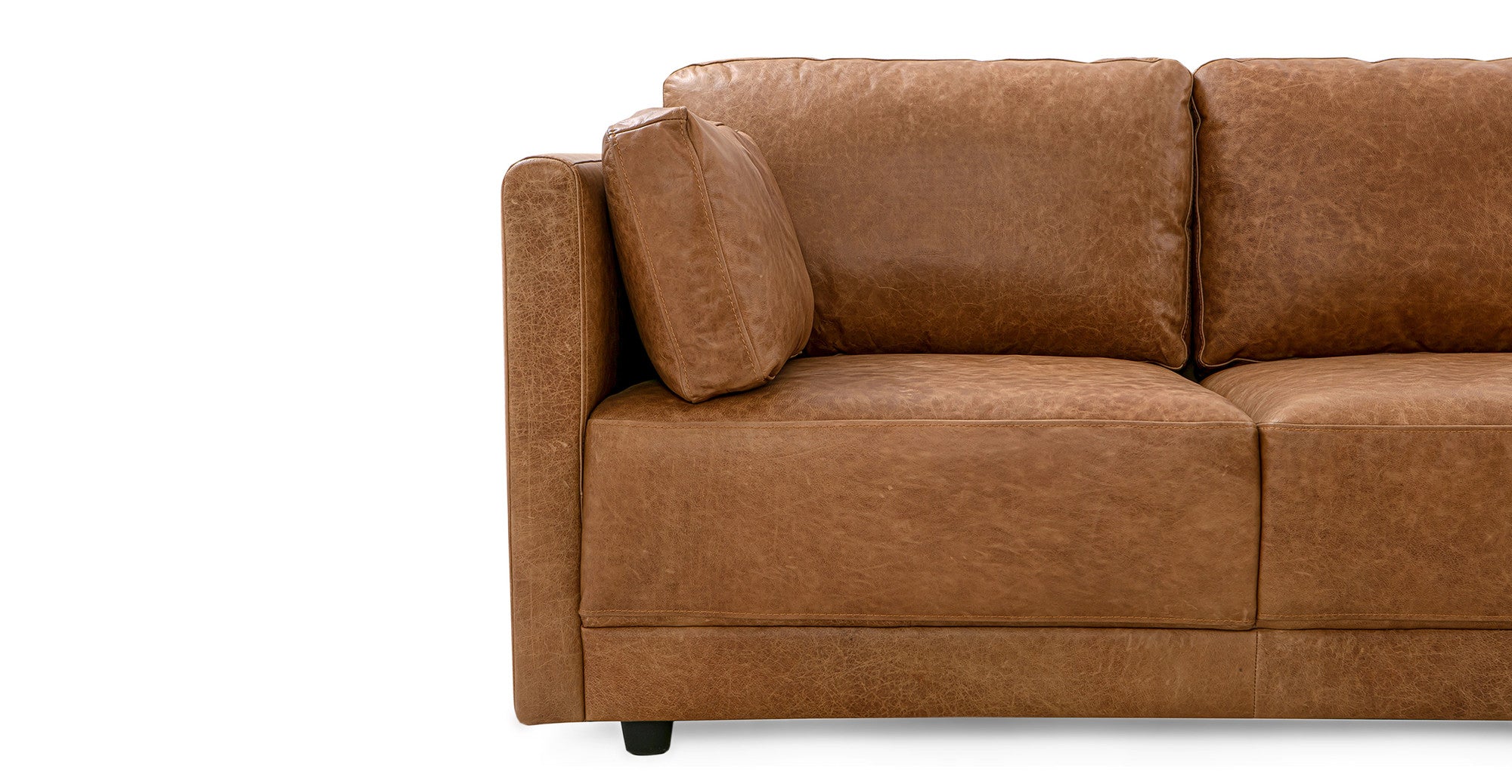 Domus 93" Leather Sofa -3 Seater - Chestnut