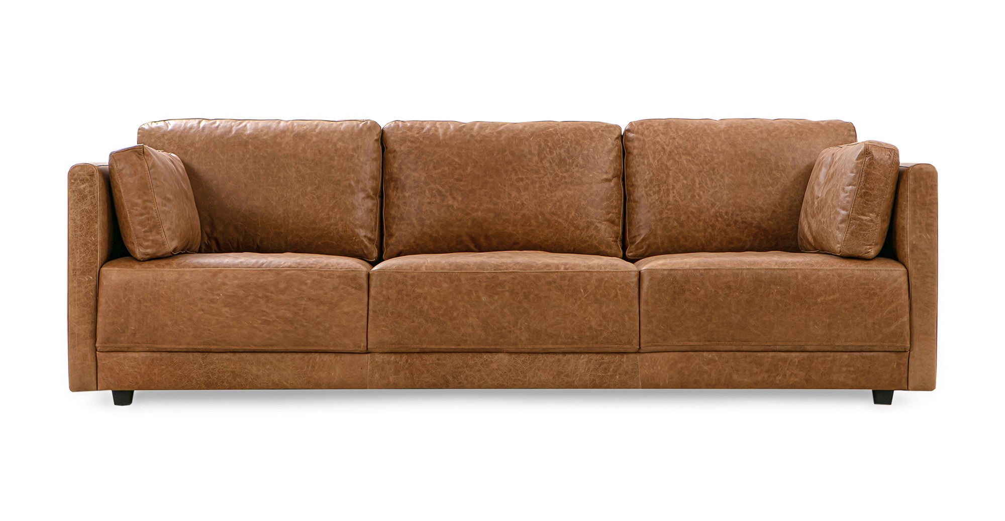 Domus 93" Leather Sofa -3 Seater - Chestnut