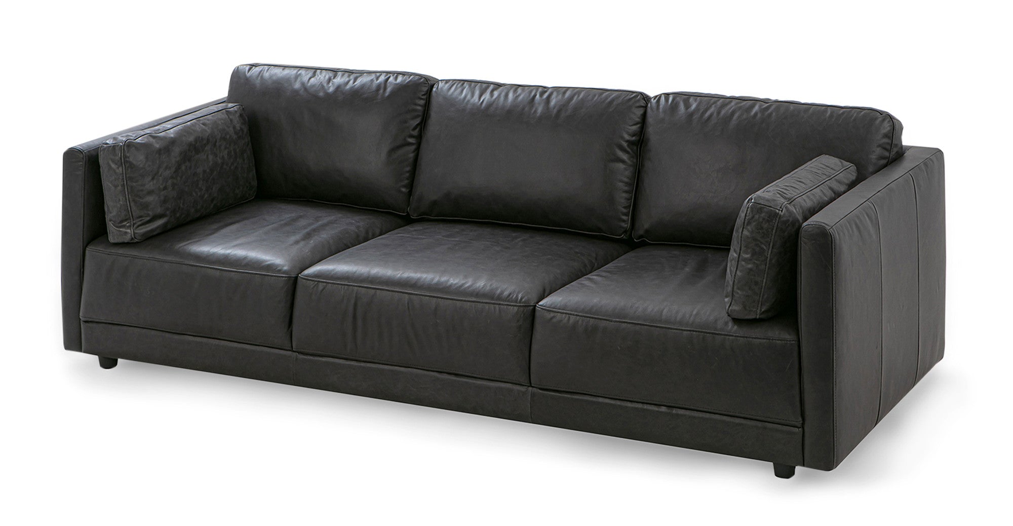 Domus 93" Leather Sofa -3 Seater - Ebony