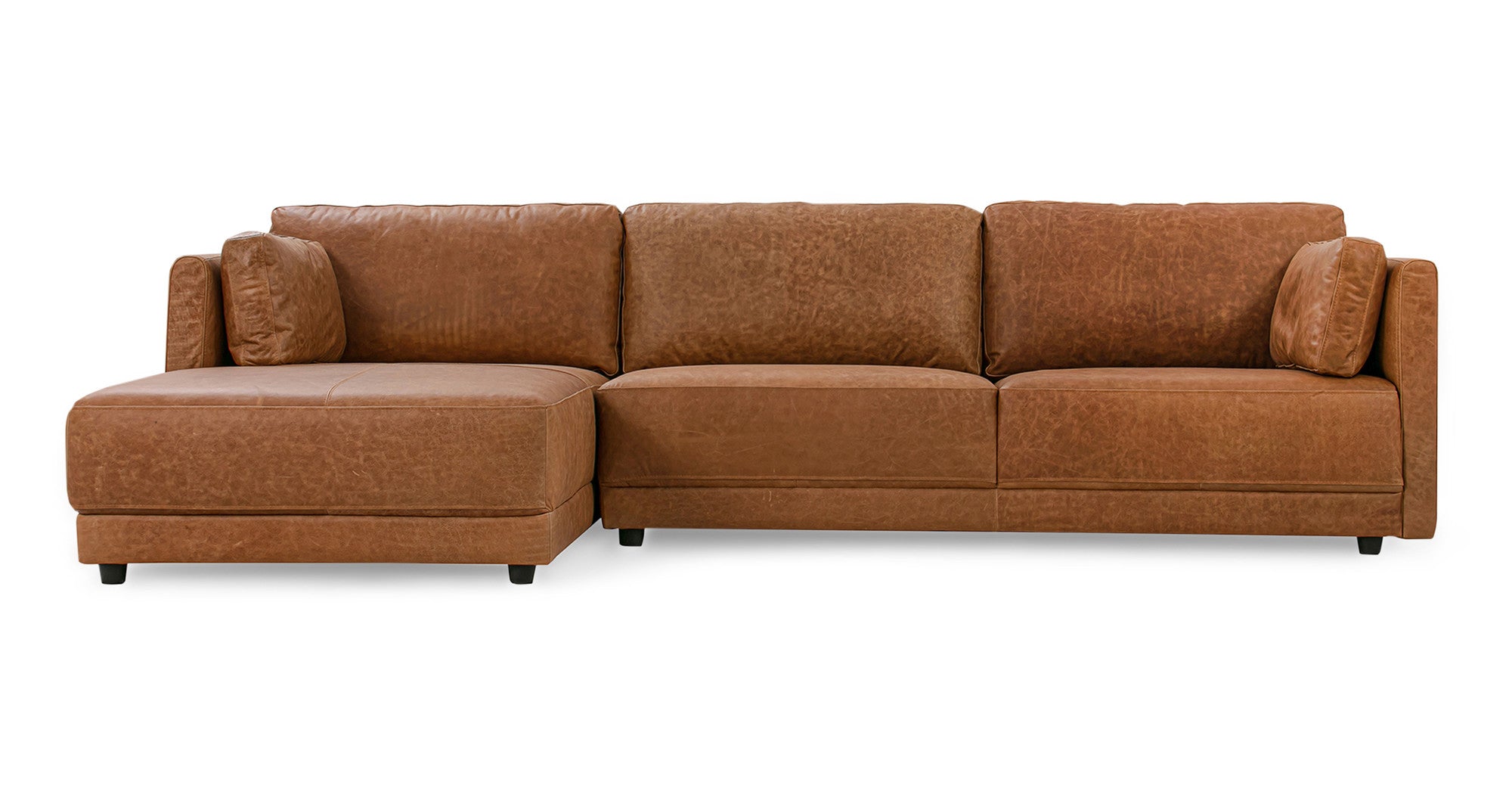 Domus 4 Seater 114" Leather Sectional Sofa Left-Chestnut Brown