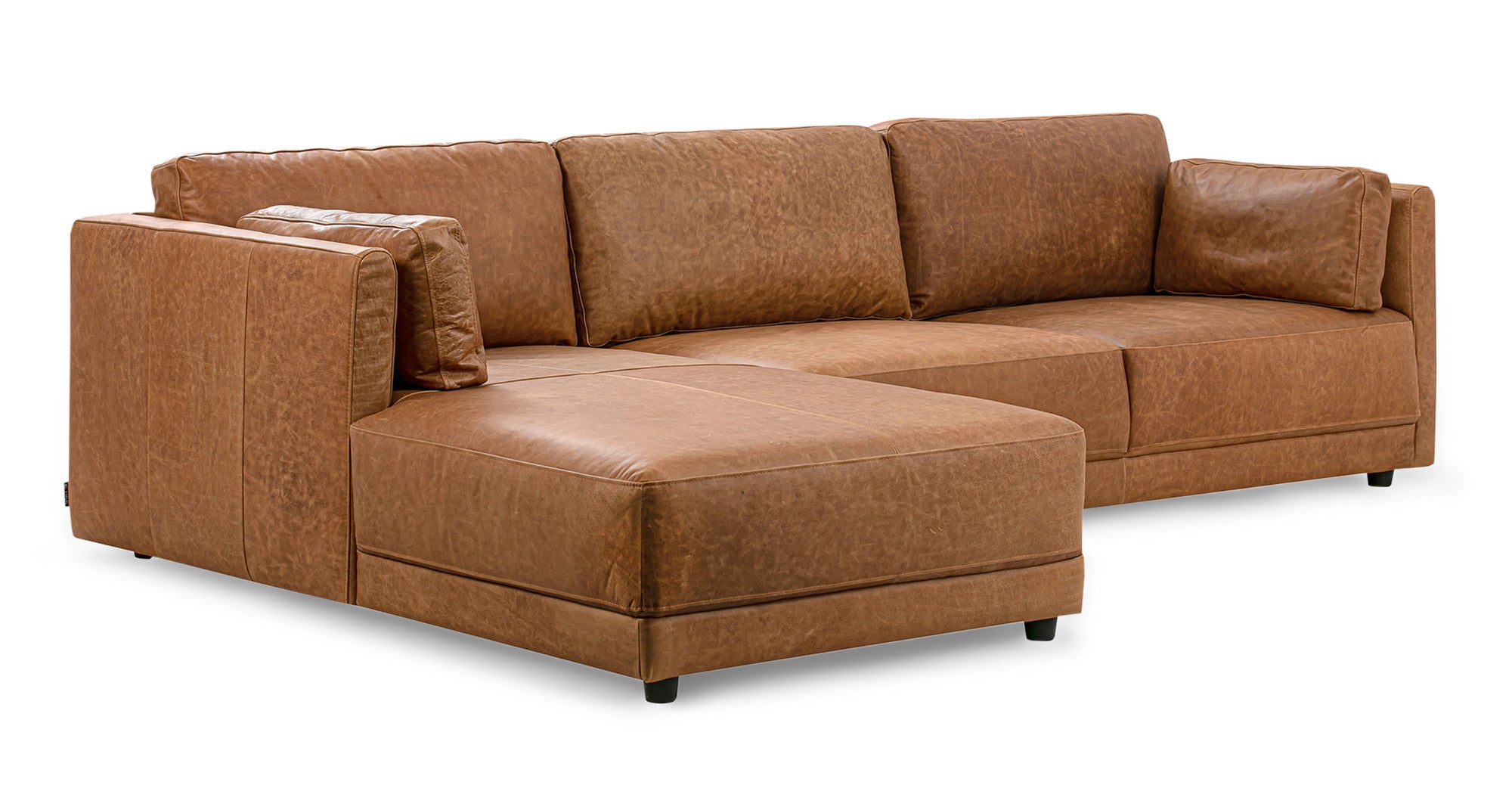 Domus 4 Seater 114" Leather Sectional Sofa Left-Chestnut Brown